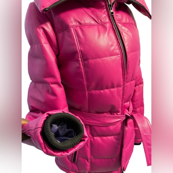 Danier Leather Fuchsia Down Filled Puffer Size Extra Small Good Used Condition - Picture 6 of 15
